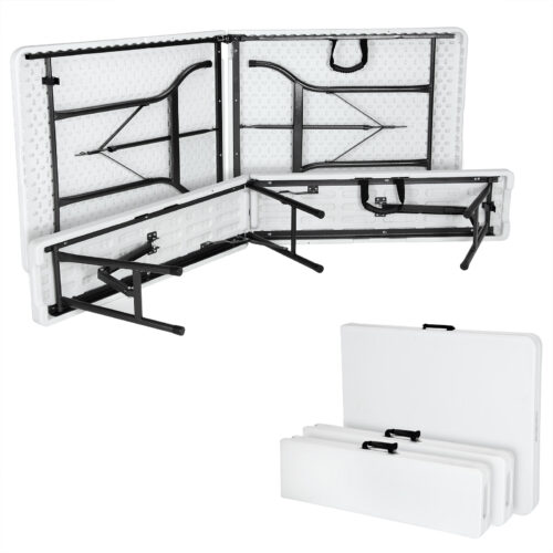 Set grădină de bere, 3 piese, plastic, alb, 183 cm