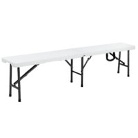 Set grădină de bere, 3 piese, plastic, alb, 183 cm