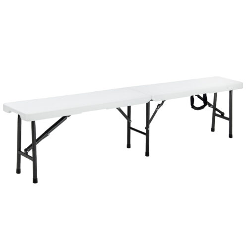 Set grădină de bere, 3 piese, plastic, alb, 183 cm