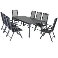 Set de scaune de grădină Bern, 9 piese, pentru 8 persoane, antracit, aluminiu, sticlă mată