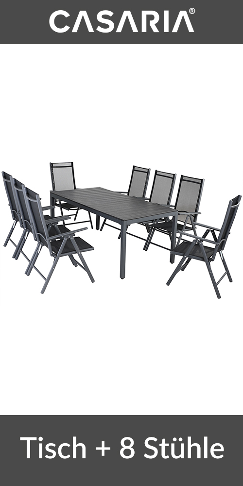 Set de scaune de grădină Bern, 9 piese, pentru 8 persoane, antracit, aluminiu, sticlă mată
