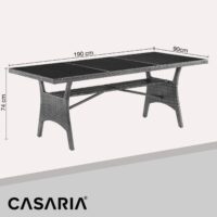 Masă de grădină din poliratan Takeo gri 190x90x75cm WPC