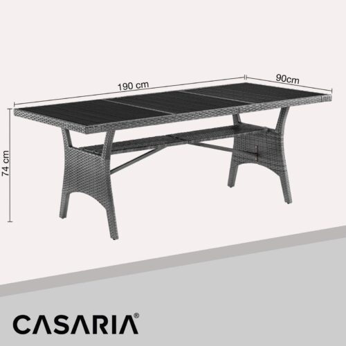 Masă de grădină din poliratan Takeo gri 190x90x75cm WPC