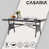 Masă de grădină din poliratan Takeo gri 190x90x75cm WPC