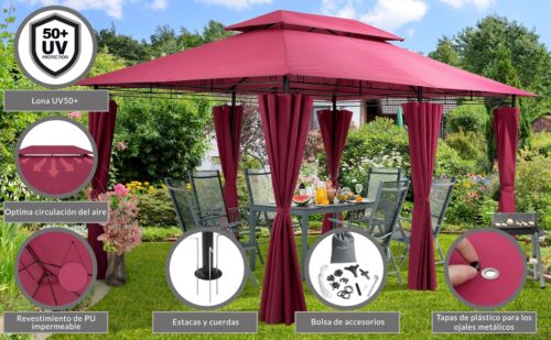 Pavilion Topas Bordeaux Violet 3x4m protecție UV 50+