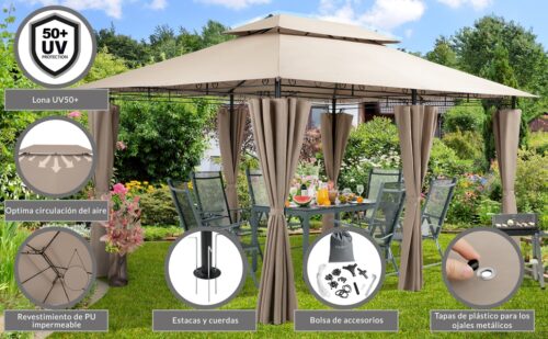 Pavilion Topaz Taupe 3x4m Protecție UV 50+