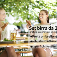 Set de grădină de bere pliabil, format din 3 piese, 170 cm, pentru 8 persoane, economisitor de spațiu, rezistent la intemperii