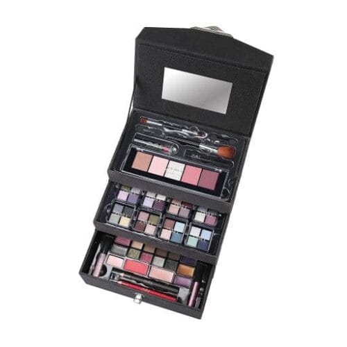 Trusa de machiaj, set 74 piese, Delicate Beauty Velvety, caseta catifea dark grey, by BriConti