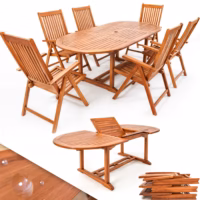 Set mobilier de grădină din lemn de eucalipt cu masă extensibilă și 6 scaune