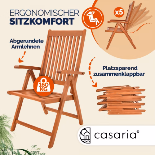 Set mobilier exterior din lemn de eucalipt pentru 6 persoane