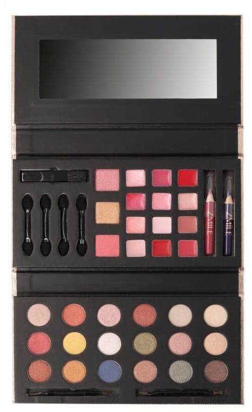 Set trusa de machiaj "Glam to go" si pensule machiaj DeLuxe, 5 piese in cutie