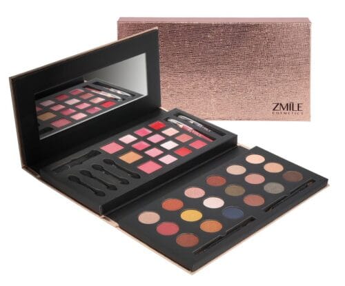 Set trusa de machiaj "Glam to go" si pensule machiaj DeLuxe, 5 piese in cutie