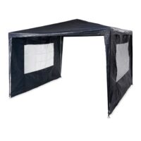 Cort Pavilion cu 2 pereți laterali, metal, 3 m x 3 m, albastru, Relaxdays