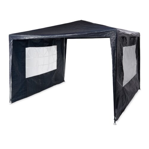 Cort Pavilion cu 2 pereți laterali, metal, 3 m x 3 m, albastru, Relaxdays