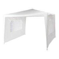 Cort Pavilion cu 2 pereți laterali, metal, 3 m x 3 m, alb, Relaxdays