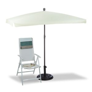 Umbrela de soare dreptunghiulara 200x120cm, protectie UV 40+, crem, Relaxdays