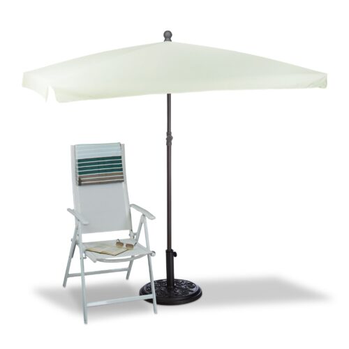 Umbrela de soare dreptunghiulara 200x120cm, protectie UV 40+, crem, Relaxdays