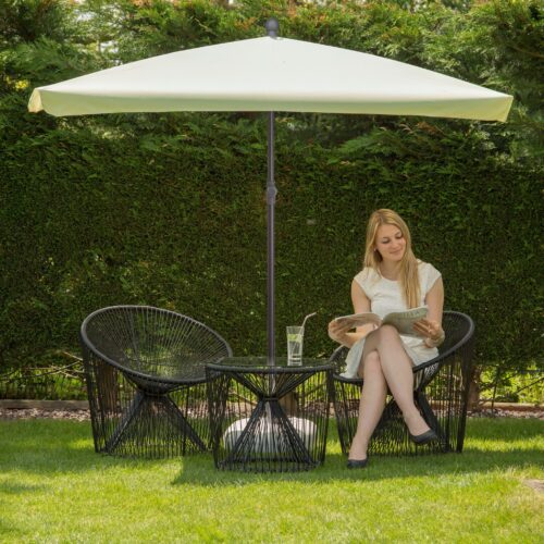 Umbrela de soare dreptunghiulara 200x120cm, protectie UV 40+, crem, Relaxdays