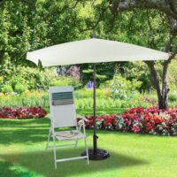 Umbrela de soare dreptunghiulara 200x120cm, protectie UV 40+, crem, Relaxdays