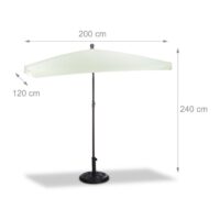 Umbrela de soare dreptunghiulara 200x120cm, protectie UV 40+, crem, Relaxdays