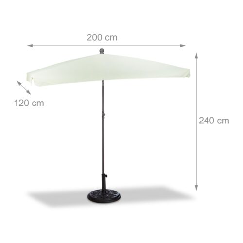 Umbrela de soare dreptunghiulara 200x120cm, protectie UV 40+, crem, Relaxdays