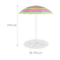 Umbrela de soare 210 cm diametru, multicolor, inaltime 195 cm, protectie UV 50+, Relaxdays