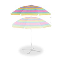 Umbrela de soare 210 cm diametru, multicolor, inaltime 195 cm, protectie UV 50+, Relaxdays