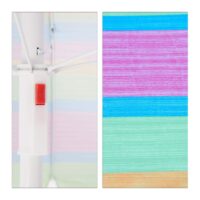 Umbrela de soare 210 cm diametru, multicolor, inaltime 195 cm, protectie UV 50+, Relaxdays