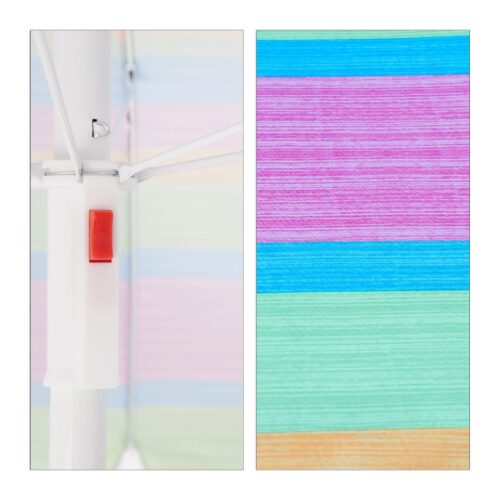 Umbrela de soare 210 cm diametru, multicolor, inaltime 195 cm, protectie UV 50+, Relaxdays