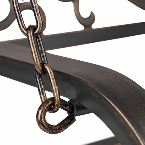 Banca balansoar, Relaxdays, din metal, maro 190 x 133 x 55 cm