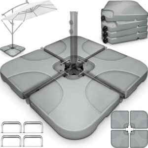 Suport pentru baza umbrela, greutati, 4 placi, umplere cu apa sau nisip 90 litri / 120 kg, gri, Tillvex