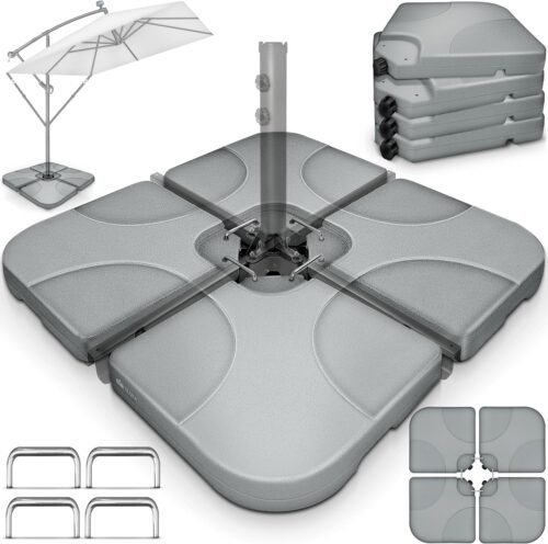 Suport pentru baza umbrela, greutati, 4 placi, umplere cu apa sau nisip 90 litri / 120 kg, gri, Tillvex
