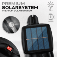 Umbrela terasa/gradina cu lumina LED, husa protectie, panou incarcare solara, protectie UV 50+, rotire la 360°, inclinatie reglabila, manivela, Ø 300 cm, antracit