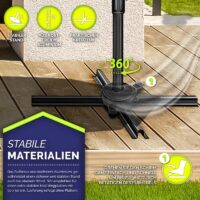 Umbrela de soare cu LED pentru terasa/gradina, din aluminiu premium, 330 cm, husa protectie, Tillvex®, reglabila in 6 directii, cu manivela, rotativa 360°, inclinabila, rezistenta UV50+, gri