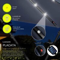 Umbrela de soare cu LED pentru terasa/gradina, din aluminiu premium, 330 cm, husa protectie, Tillvex®, reglabila in 6 directii, cu manivela, rotativa 360°, inclinabila, rezistenta UV50+, bleumarin