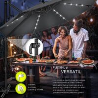 Umbrela de soare cu LED pentru terasa/gradina, din aluminiu premium, 330 cm, husa protectie, Tillvex®, reglabila in 6 directii, cu manivela, rotativa 360°, inclinabila, rezistenta UV50+, antracit