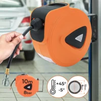Tambur pentru furtun, negru/portocaliu,  52,1/41/25 cm, lungime furtun 30 m
