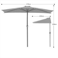 Umbrela terasa/gradina semicirculara, protectie UV 50+, acoperire hidrofuga, manivela practica, 230 cm x Ø 270 cm, gri antracit