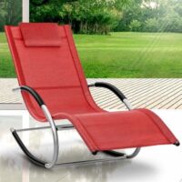 Sezlong balansoar, pliabil, rezistent la intemperii, rezistent la UV, capacitate 150 kg, 175 x 78 x 89 cm, rosu