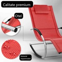 Sezlong balansoar, pliabil, rezistent la intemperii, rezistent la UV, capacitate 150 kg, 175 x 78 x 89 cm, rosu