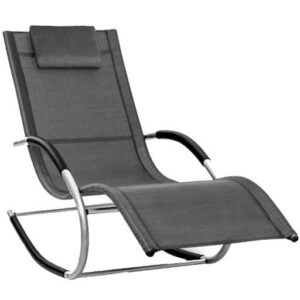 Sezlong balansoar, pliabil, rezistent la intemperii, rezistent la UV, capacitate 150 kg, 175 x 78 x 89 cm, gri