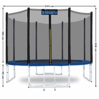 Trambulină Kiduku cu plasă de protecție și dimensiuni