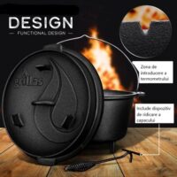 Oală din fontă cu capac, design funcțional
