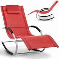 Sezlong balansoar, pliabil, rezistent la intemperii, rezistent la UV, capacitate 150 kg, 175 x 78 x 89 cm, rosu