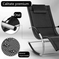 Sezlong balansoar, pliabil, rezistent la intemperii, rezistent la UV, capacitate 150 kg, 175 x 78 x 89 cm, negru