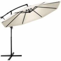 res_beb902906d544ad10842e7790334601d.jpg Umbrela terasa/gradina, protectie UV 50+, rezistent la intemperii/vant, acoperire hidrofuga, rotire la 360°, inclinatie reglabila, manivela practica, inaltime 240 cm x Ø 300 cm, crem