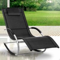 Sezlong balansoar, pliabil, rezistent la intemperii, rezistent la UV, capacitate 150 kg, 175 x 78 x 89 cm, negru