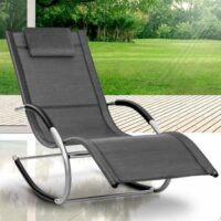 Sezlong balansoar, pliabil, rezistent la intemperii, rezistent la UV, capacitate 150 kg, 175 x 78 x 89 cm, gri