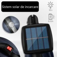 Umbrela terasa/gradina, cu lumina LED, husa protectie, protectie UV 50+, rotire la 360°, inclinatie reglabila, manivela, Ø 300 cm, albastru inchis