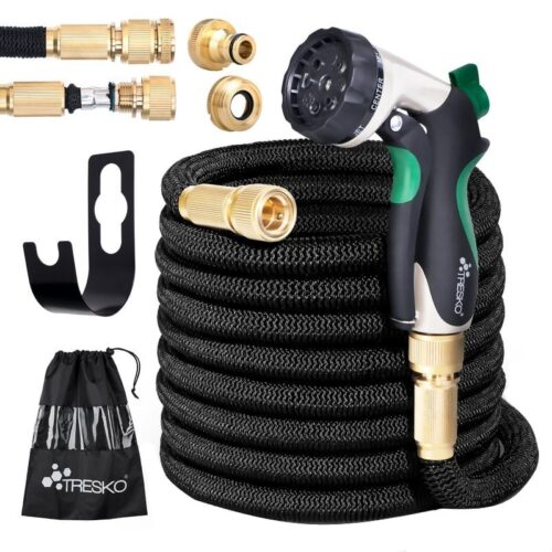 Furtun de udat Premium, extensibil pana la 15 m, flexibil, 10 functii, suport de perete cu accesorii incluse